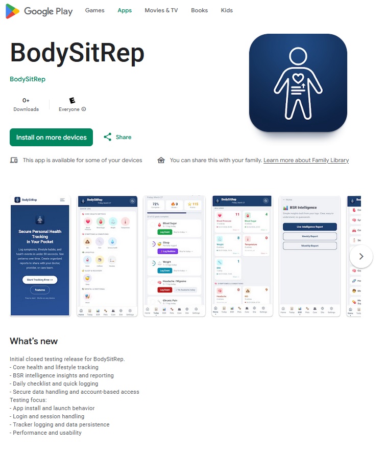 BodySitRep on Google Play Store